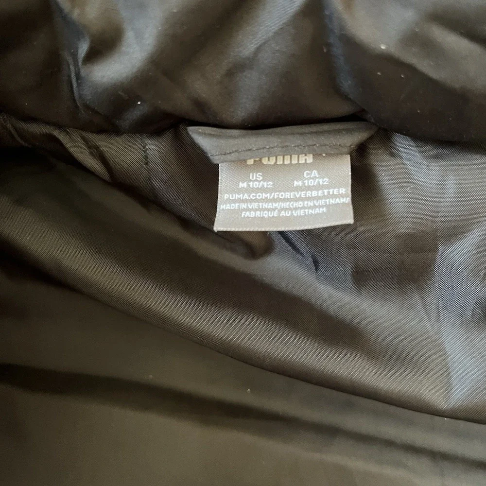 Puma Puffer Vest Girls Size Medium 10/12 Black/Pink/White - Picture 7 of 8